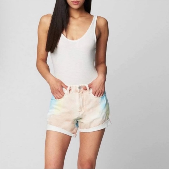 Blank NYC Big Girl's Spray Tie Dye Denim Shorts W/Folded Hem Sizes 8 or 10 - Picture 6 of 15